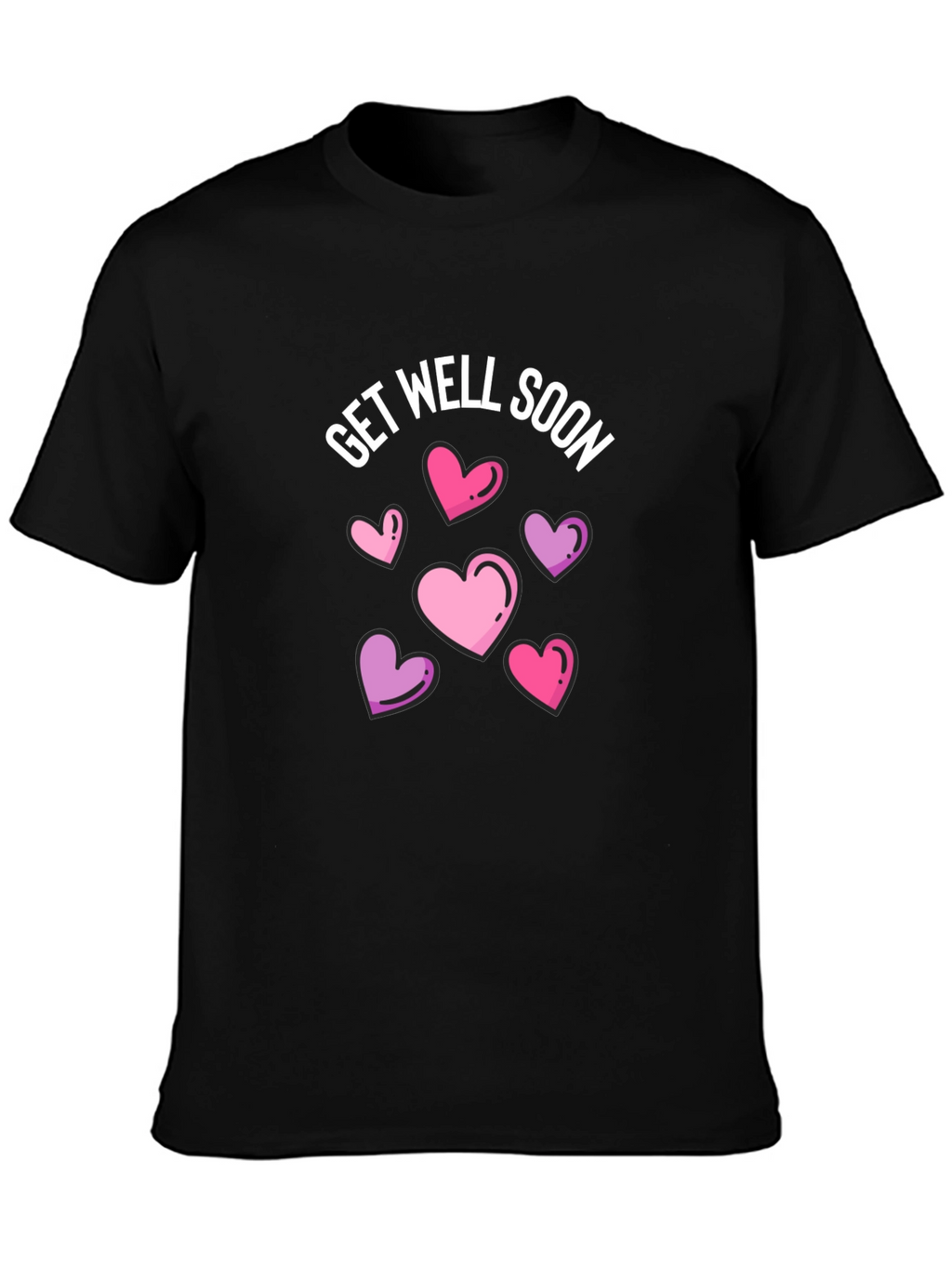 Get Well Soon Hearts Graphic Black T-Shirt