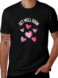 Get Well Soon Hearts Graphic Black T-Shirt