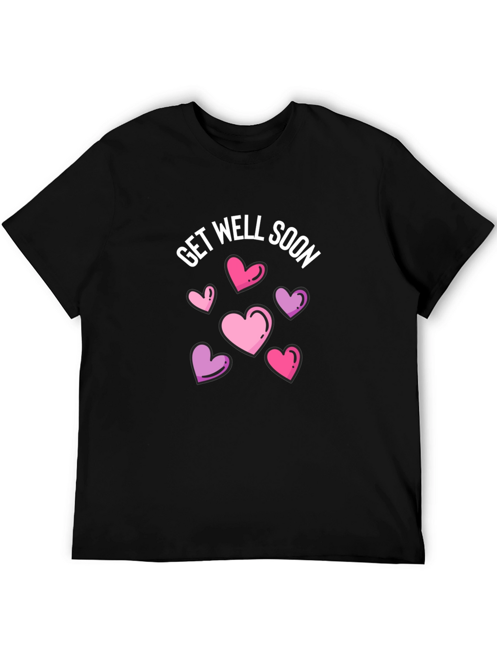 Get Well Soon Hearts Graphic Black T-Shirt