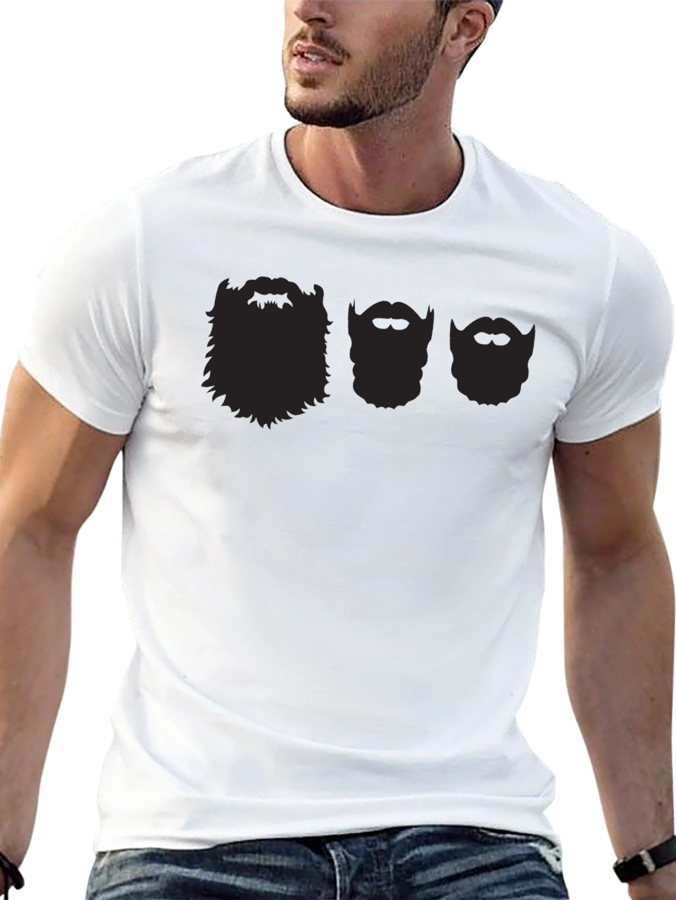 Bearded Faces Graphic T-Shirt - Black