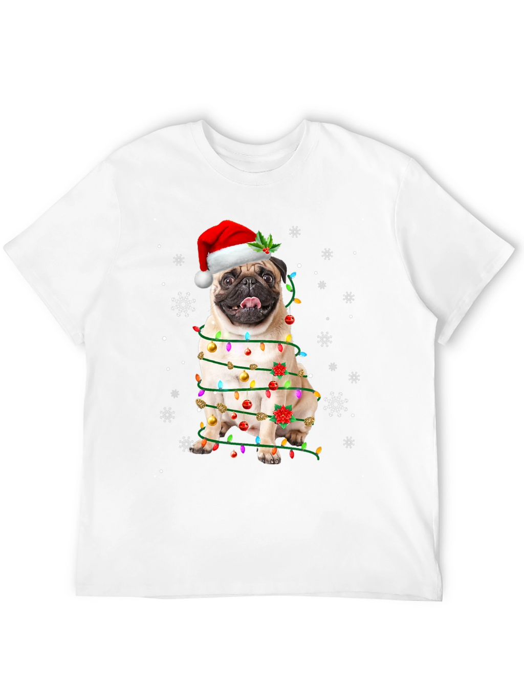Festive Pug Christmas T-Shirt - Holiday Dog Tee