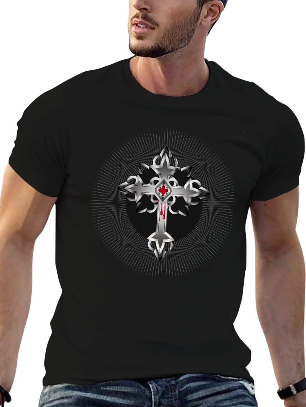 Cross Graphic Black T-Shirt