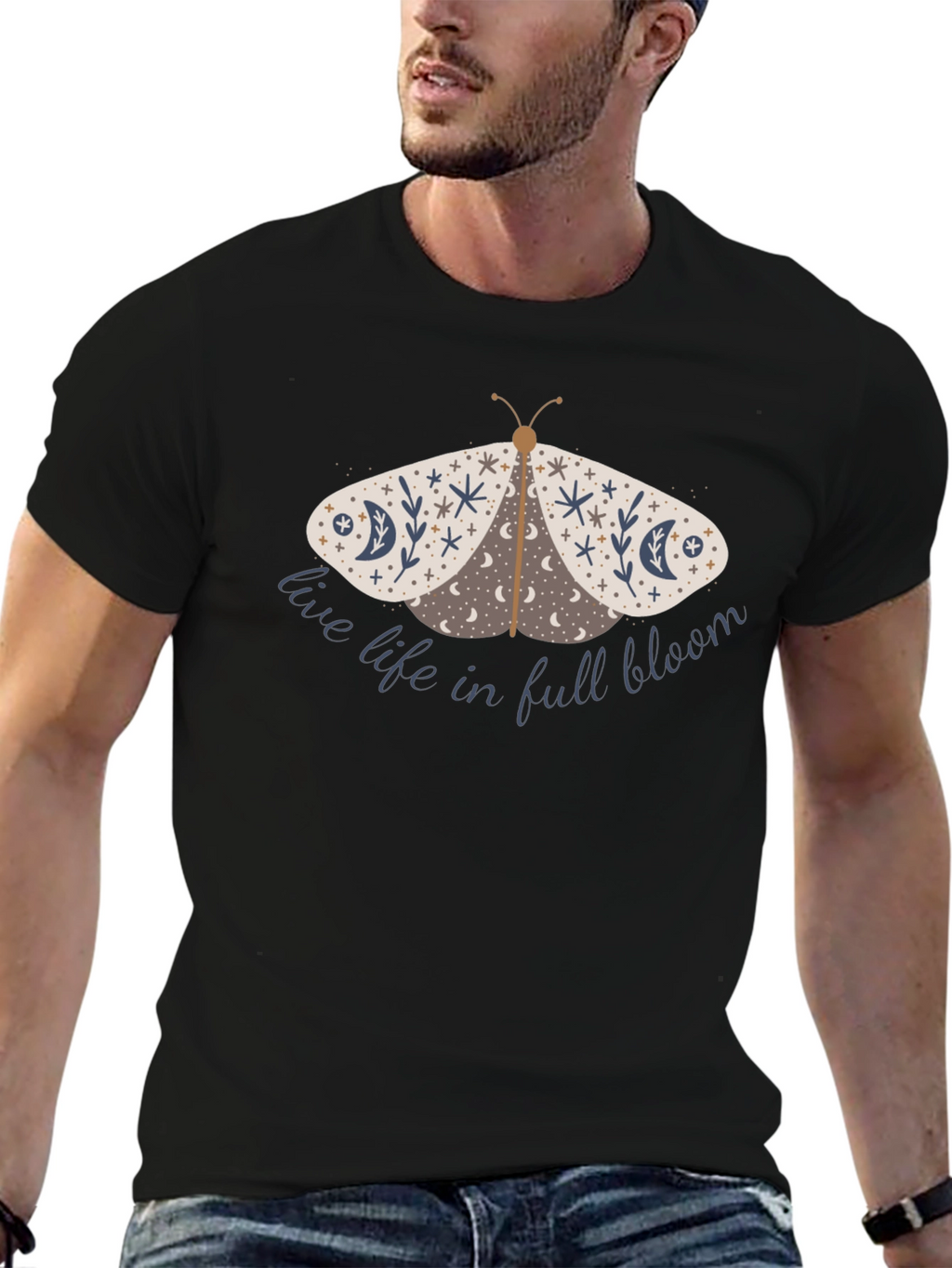 Moth Graphic T-Shirt - Live Life in Full Bloom