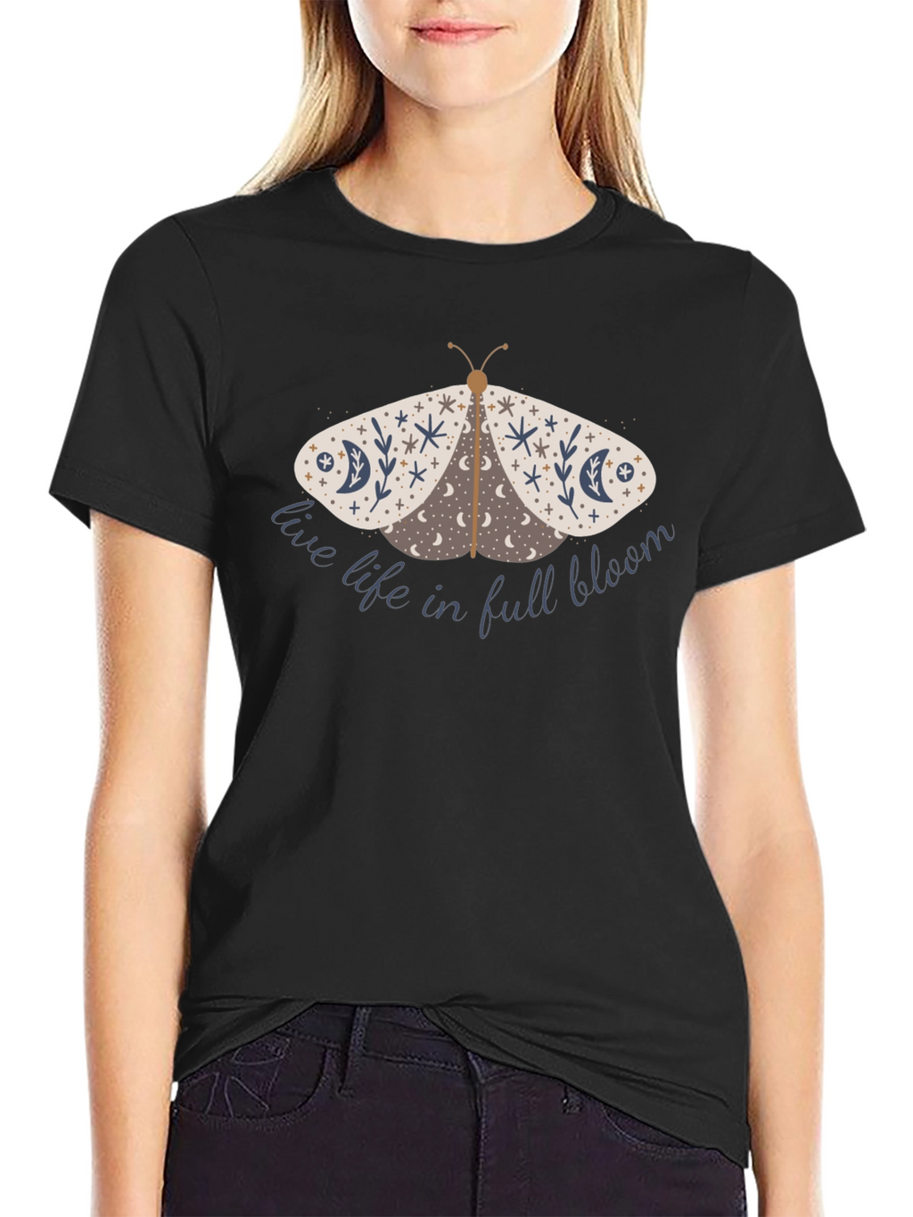 Moth Graphic T-Shirt - Live Life in Full Bloom