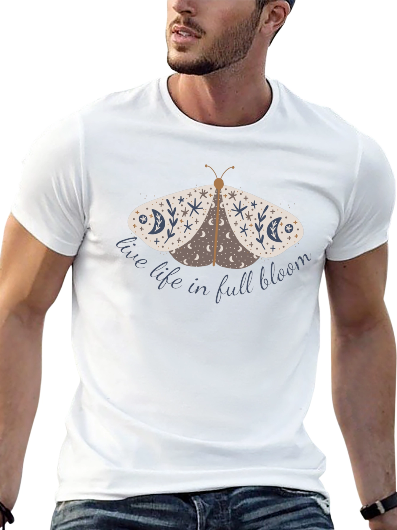 Moth Graphic T-Shirt - Live Life in Full Bloom