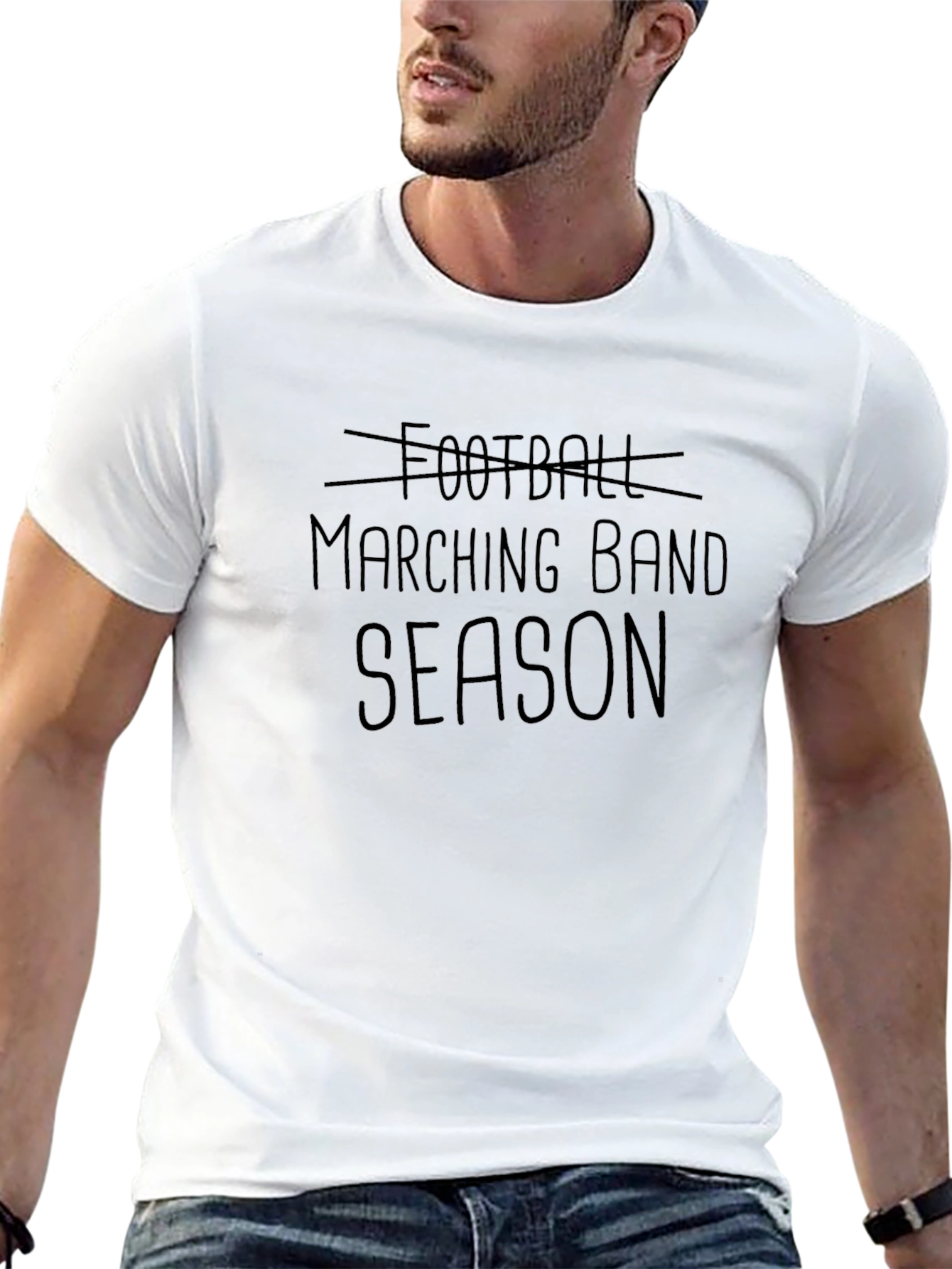 Marching Band Season T-Shirt - Black Crew Neck