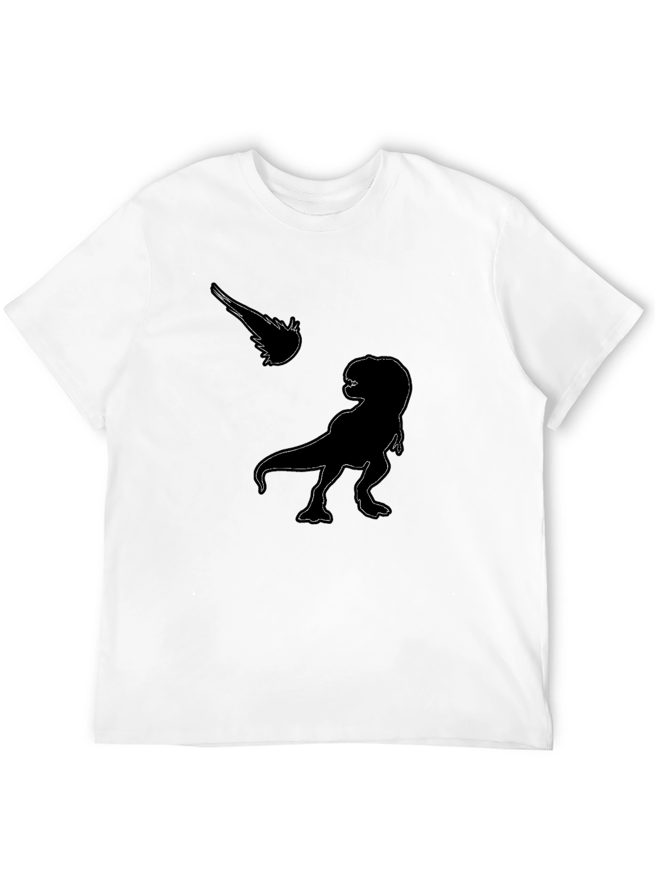 Dinosaur Meteor Graphic Tee - Black Cotton T-Shirt