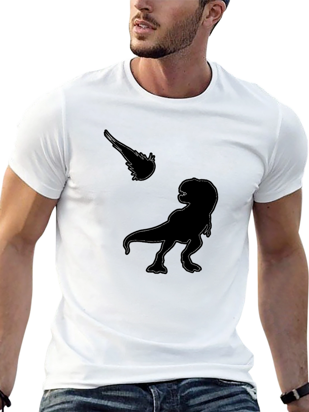 Dinosaur Meteor Graphic Tee - Black Cotton T-Shirt