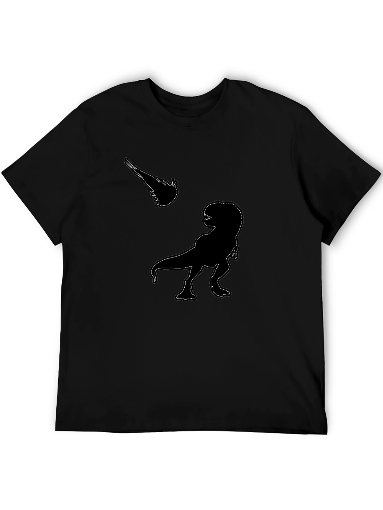 Dinosaur Meteor Graphic Tee - Black Cotton T-Shirt
