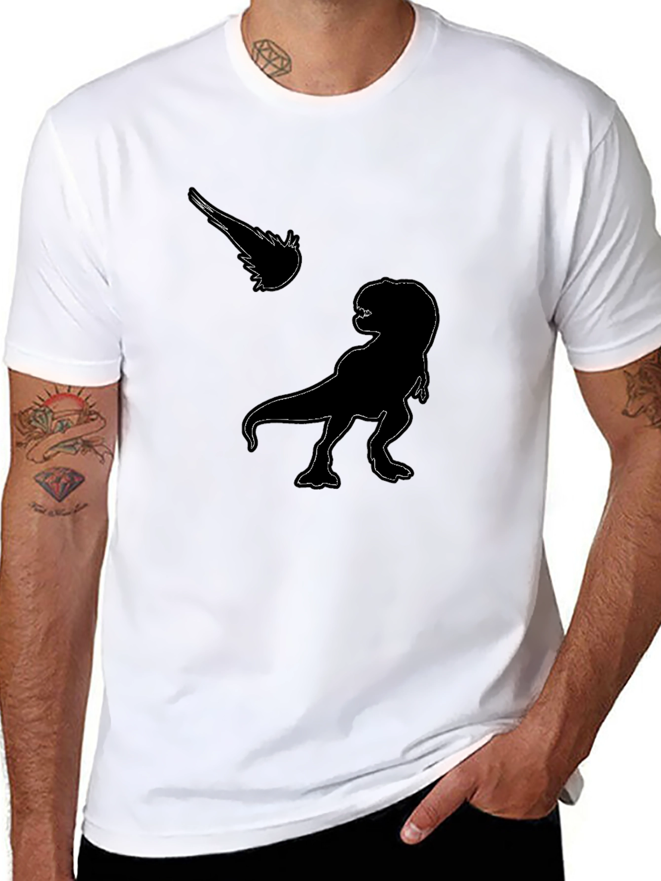 Dinosaur Meteor Graphic Tee - Black Cotton T-Shirt