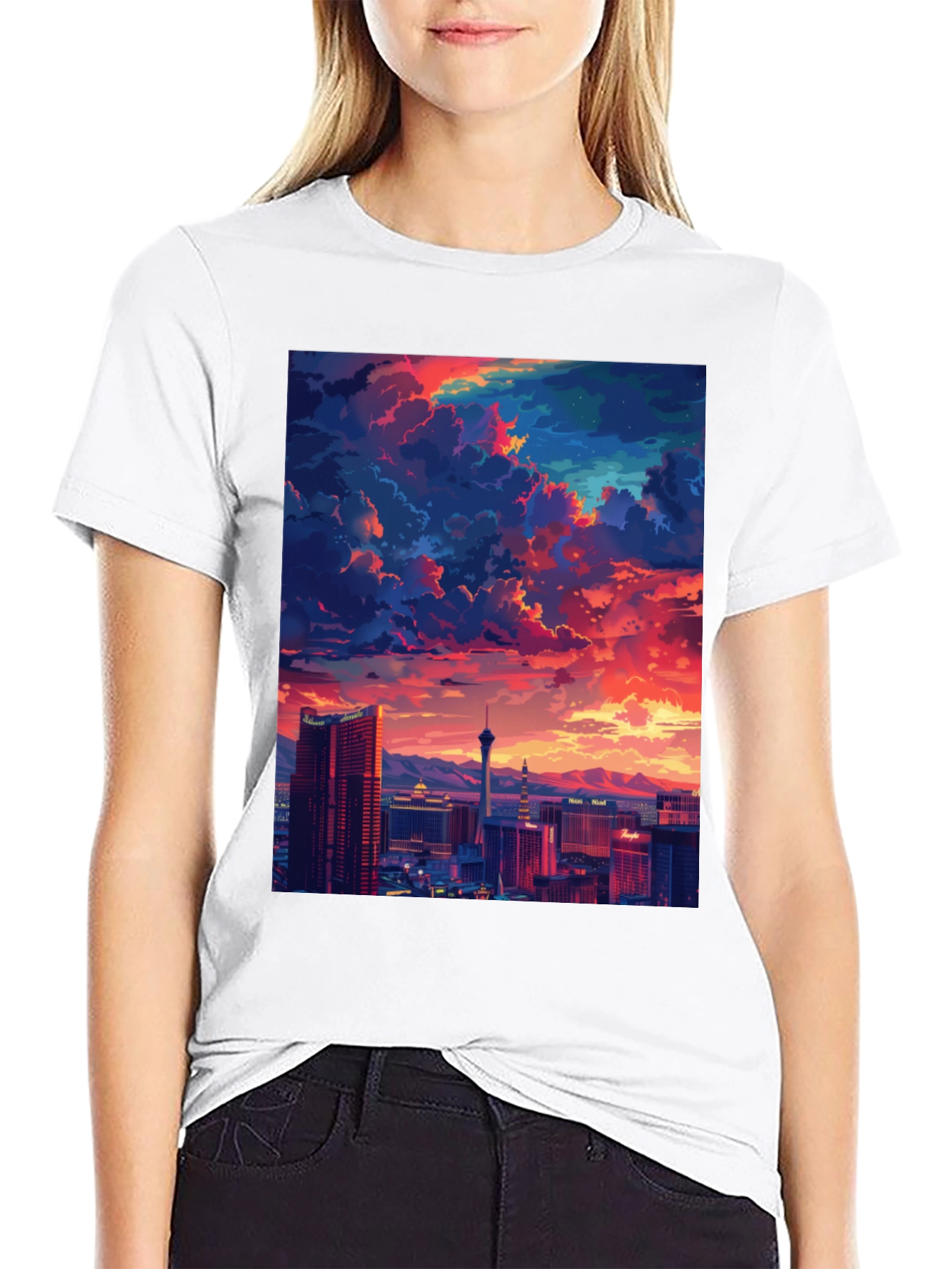 Vegas Sunset Graphic Tee - Stylish Cityscape Shirt