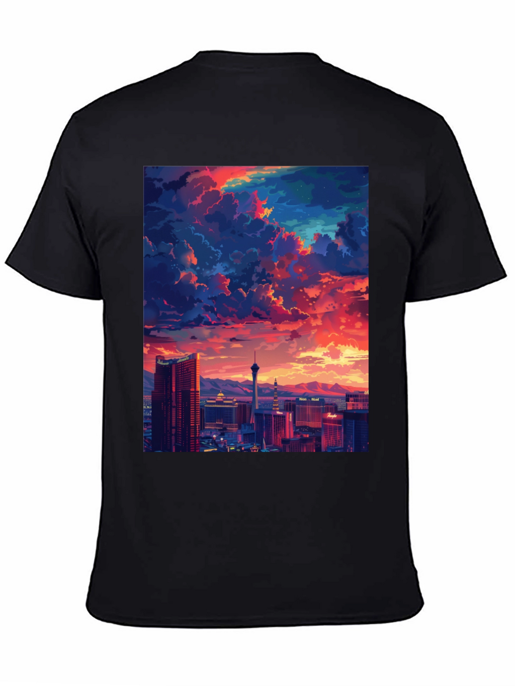 Vegas Sunset Graphic Tee - Stylish Cityscape Shirt