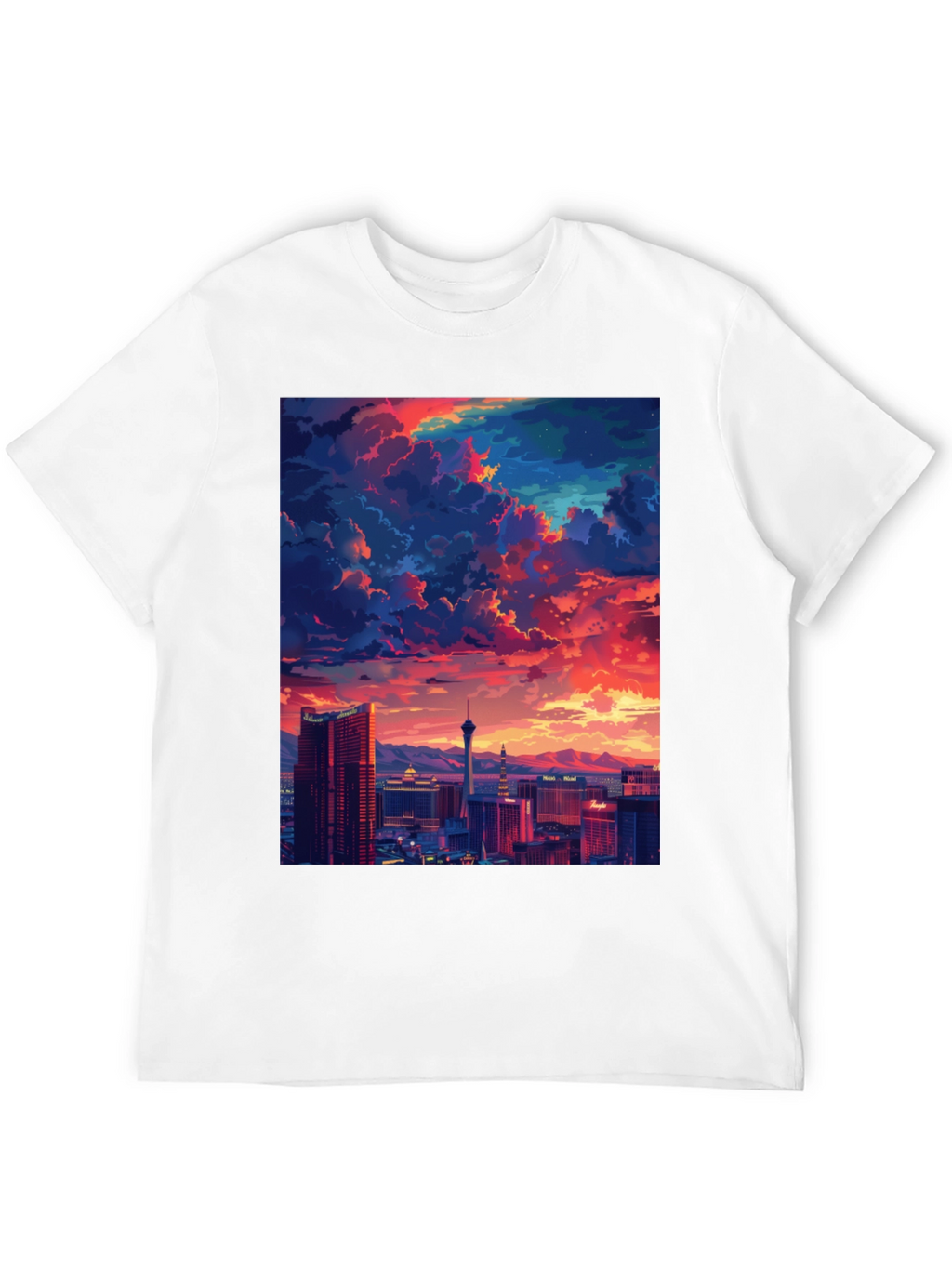 Vegas Sunset Graphic Tee - Stylish Cityscape Shirt