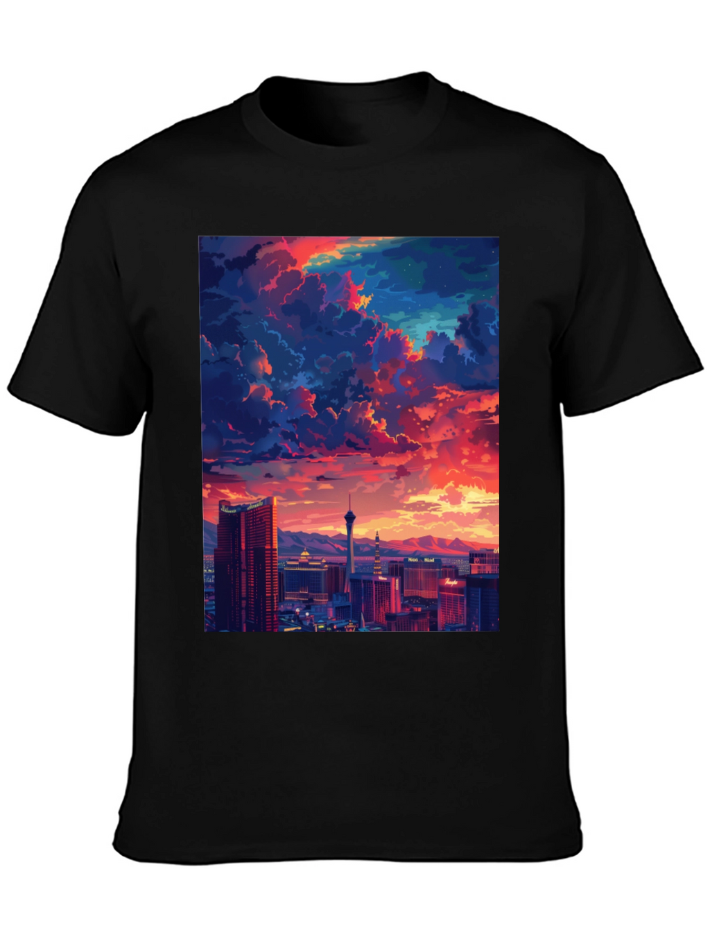 Vegas Sunset Graphic Tee - Stylish Cityscape Shirt