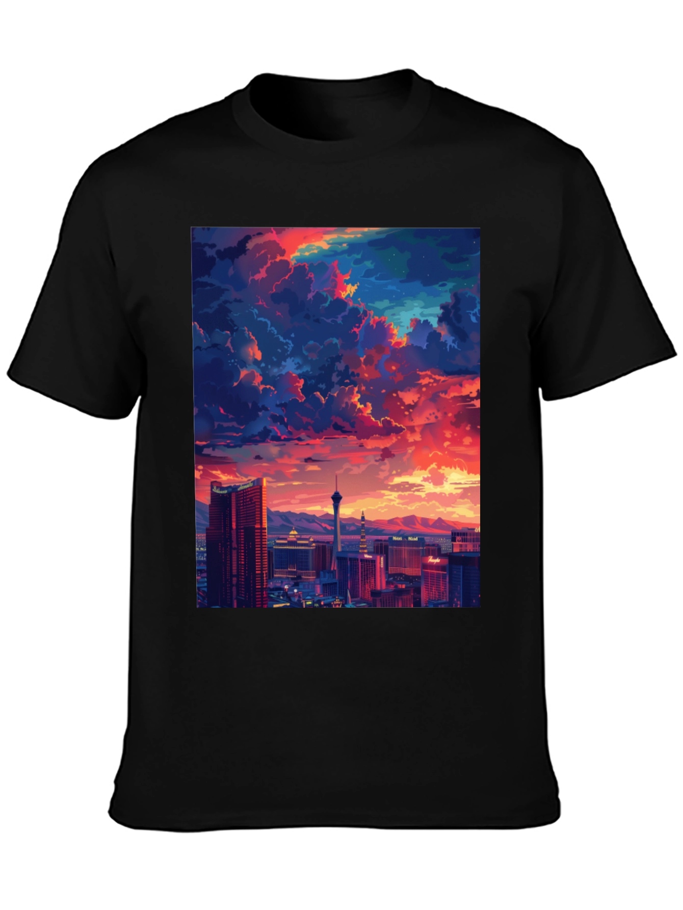 Vegas Sunset Graphic Tee - Stylish Cityscape Shirt