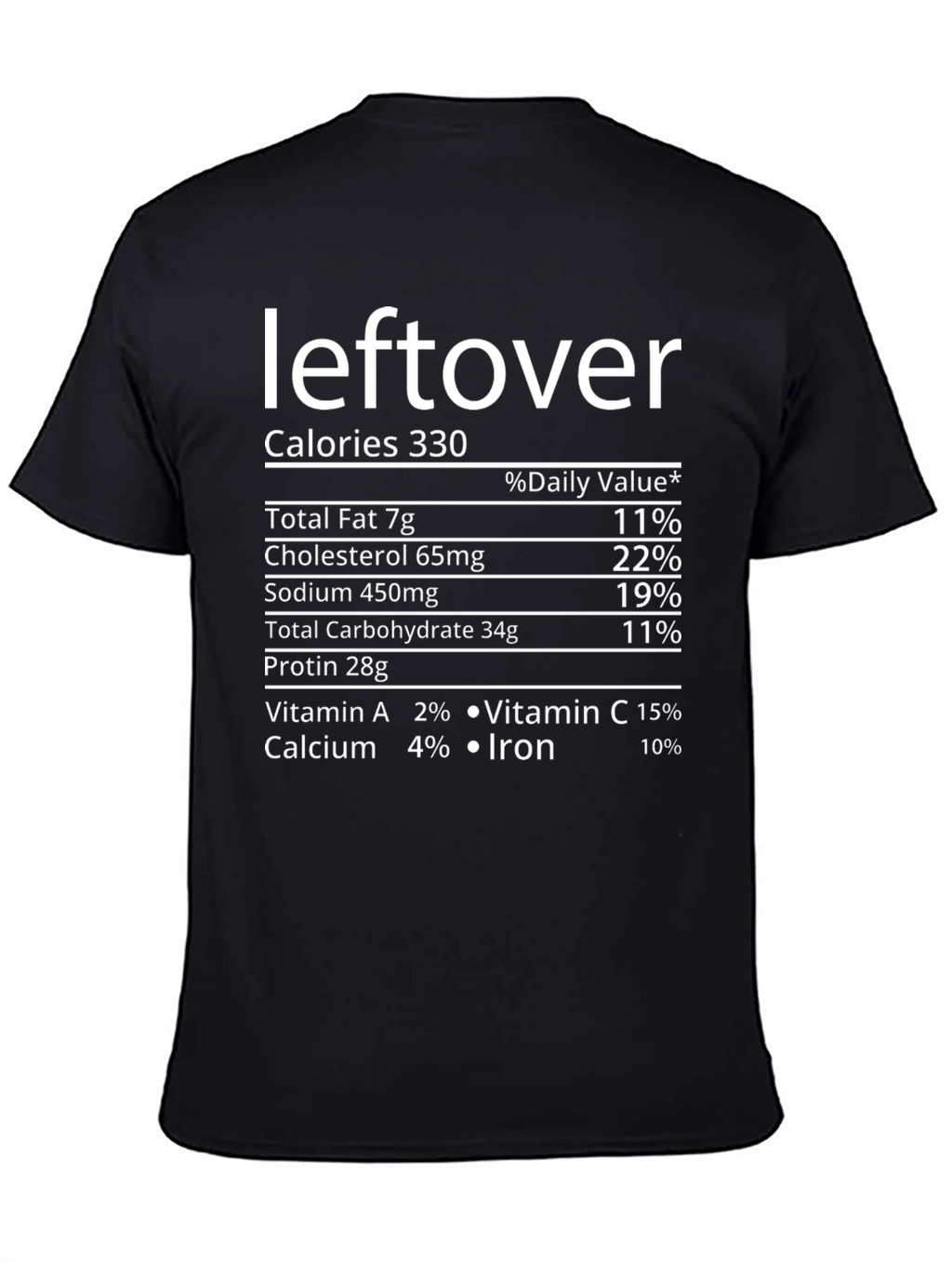 Leftover Nutrition Facts Funny Graphic Tee