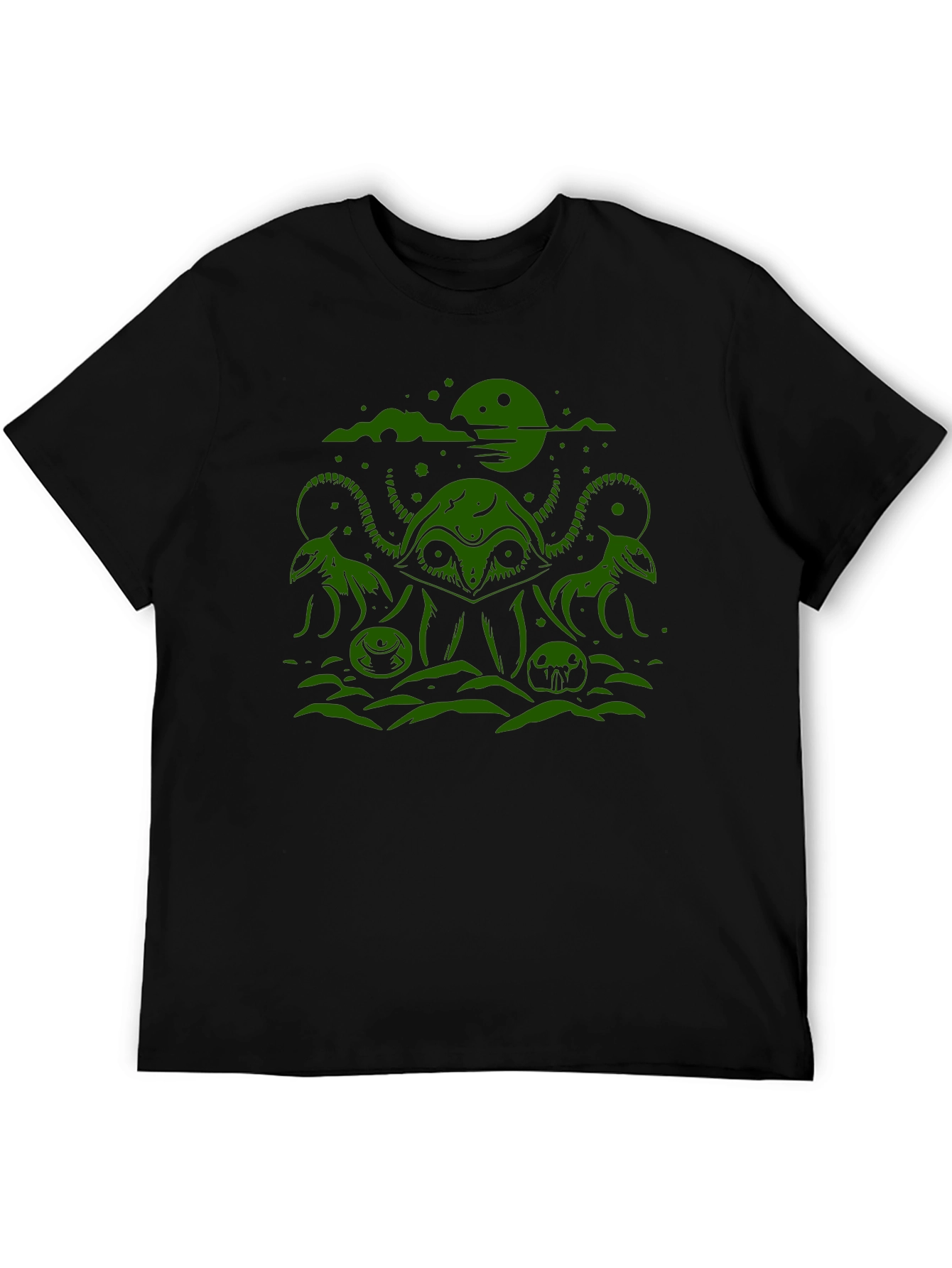 Cthulhu Graphic Tee - Black Cotton Blend T-Shirt