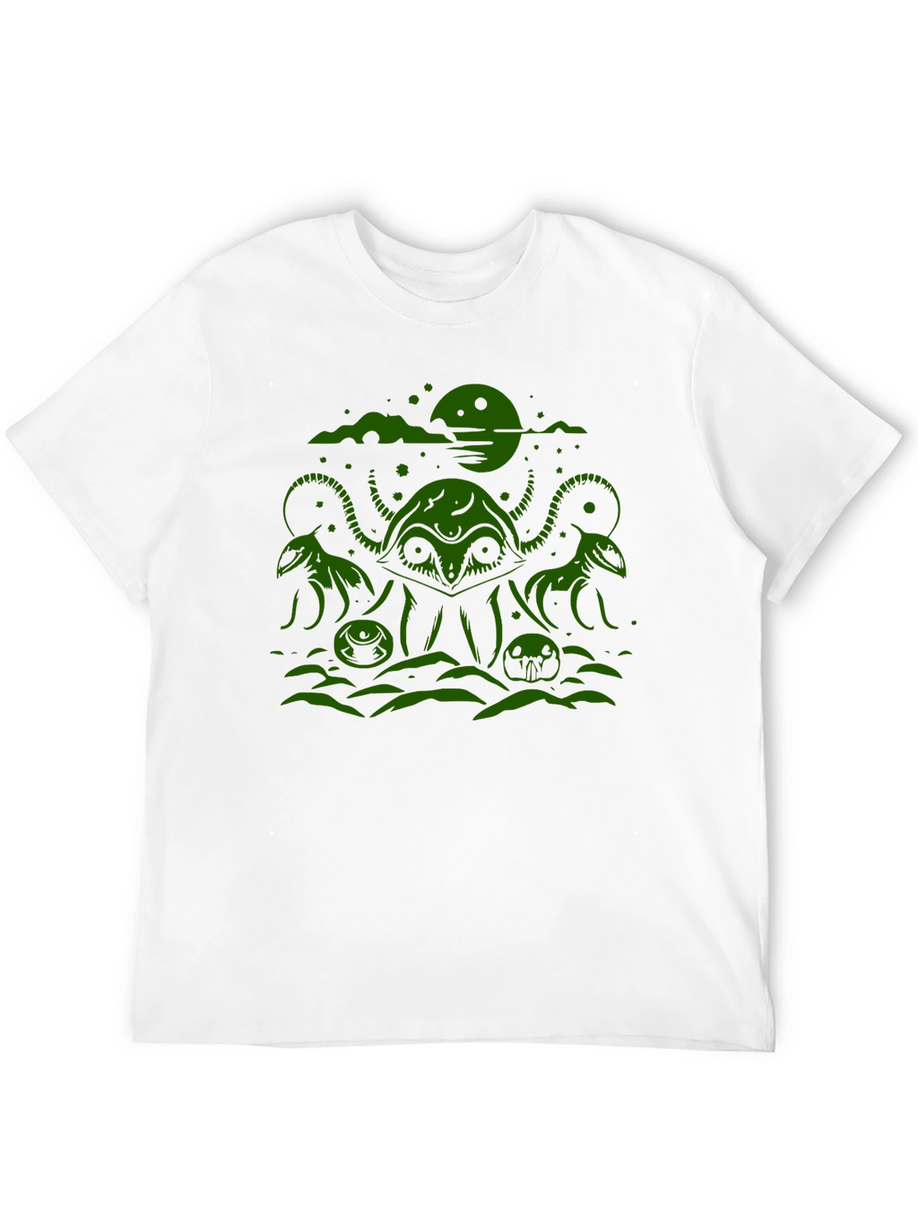 Cthulhu Graphic Tee - Black Cotton Blend T-Shirt