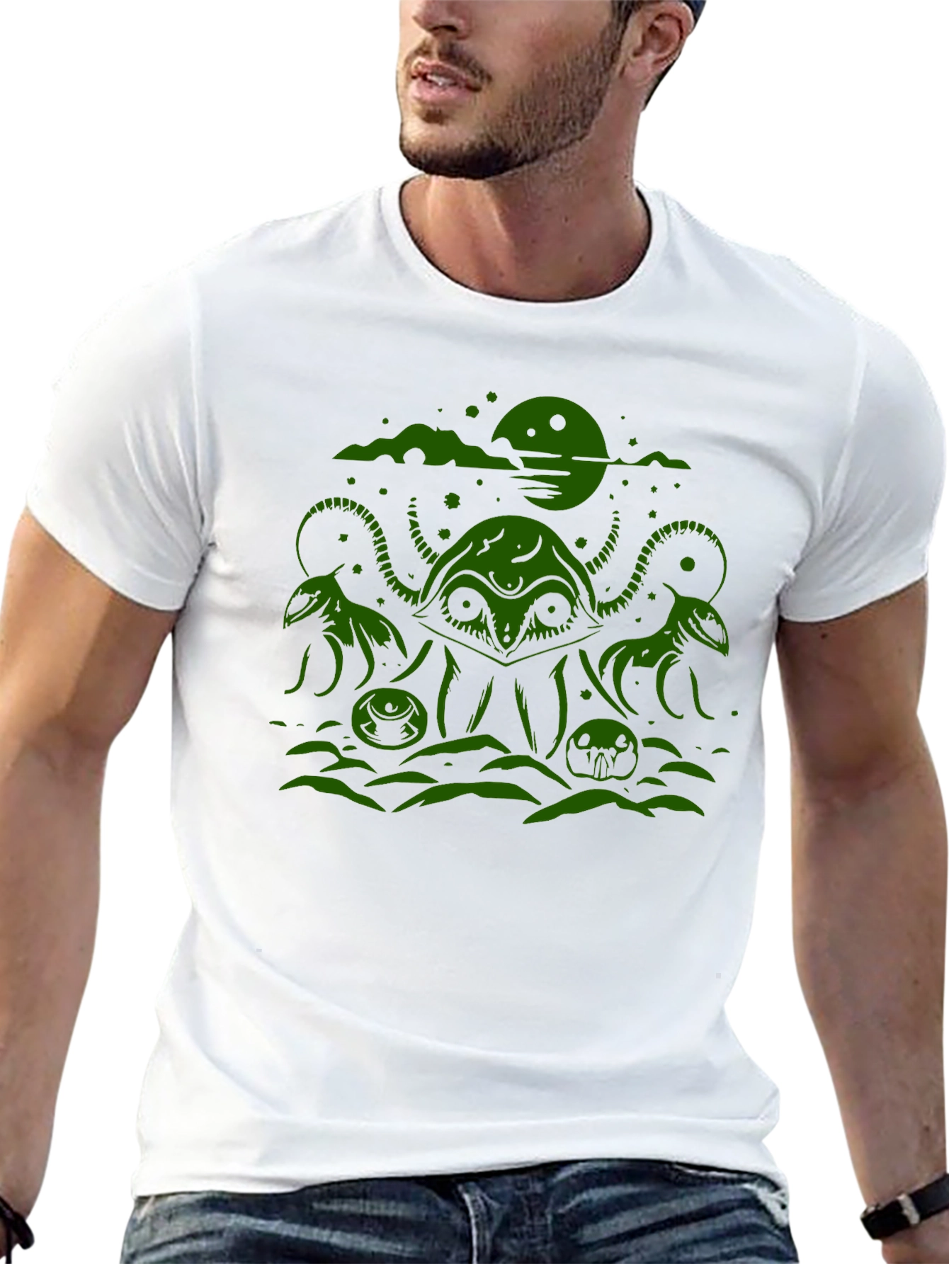 Cthulhu Graphic Tee - Black Cotton Blend T-Shirt