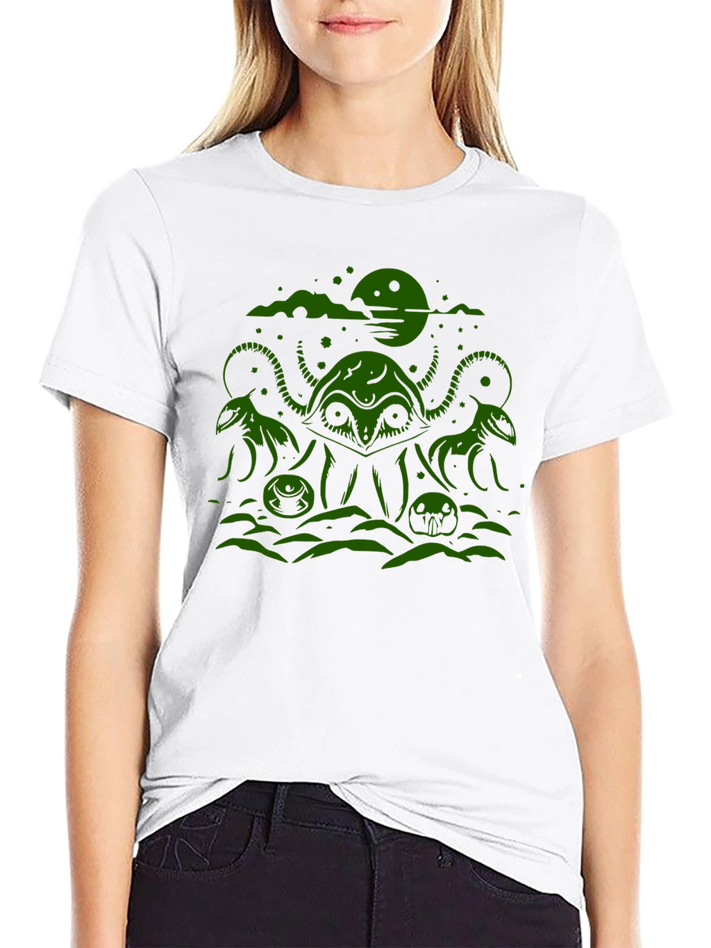 Cthulhu Graphic Tee - Black Cotton Blend T-Shirt