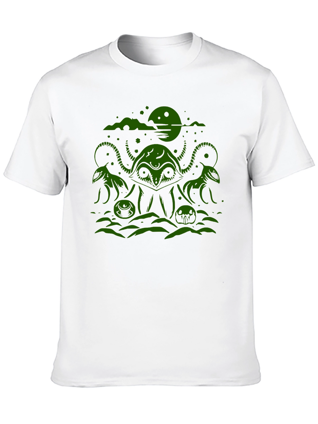 Cthulhu Graphic Tee - Black Cotton Blend T-Shirt