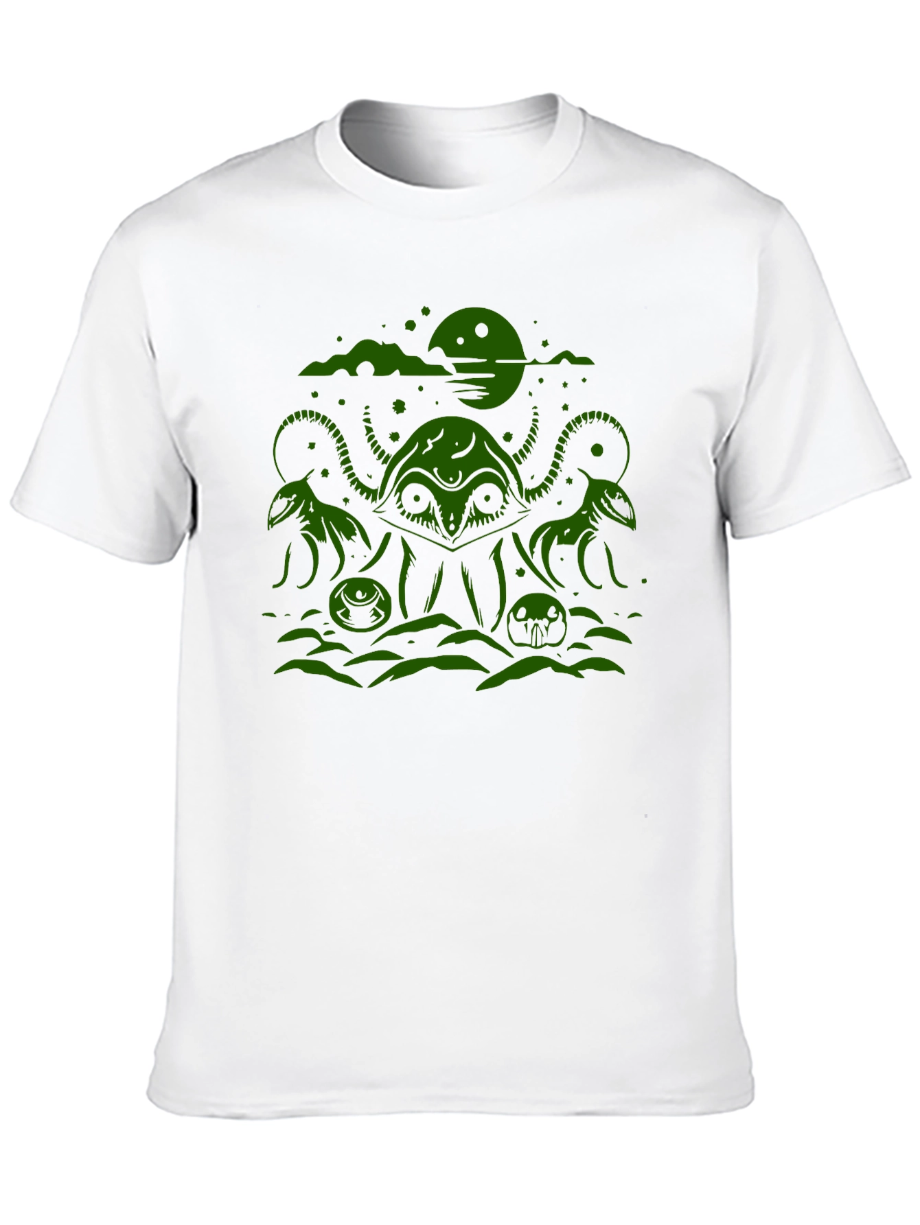 Cthulhu Graphic Tee - Black Cotton Blend T-Shirt