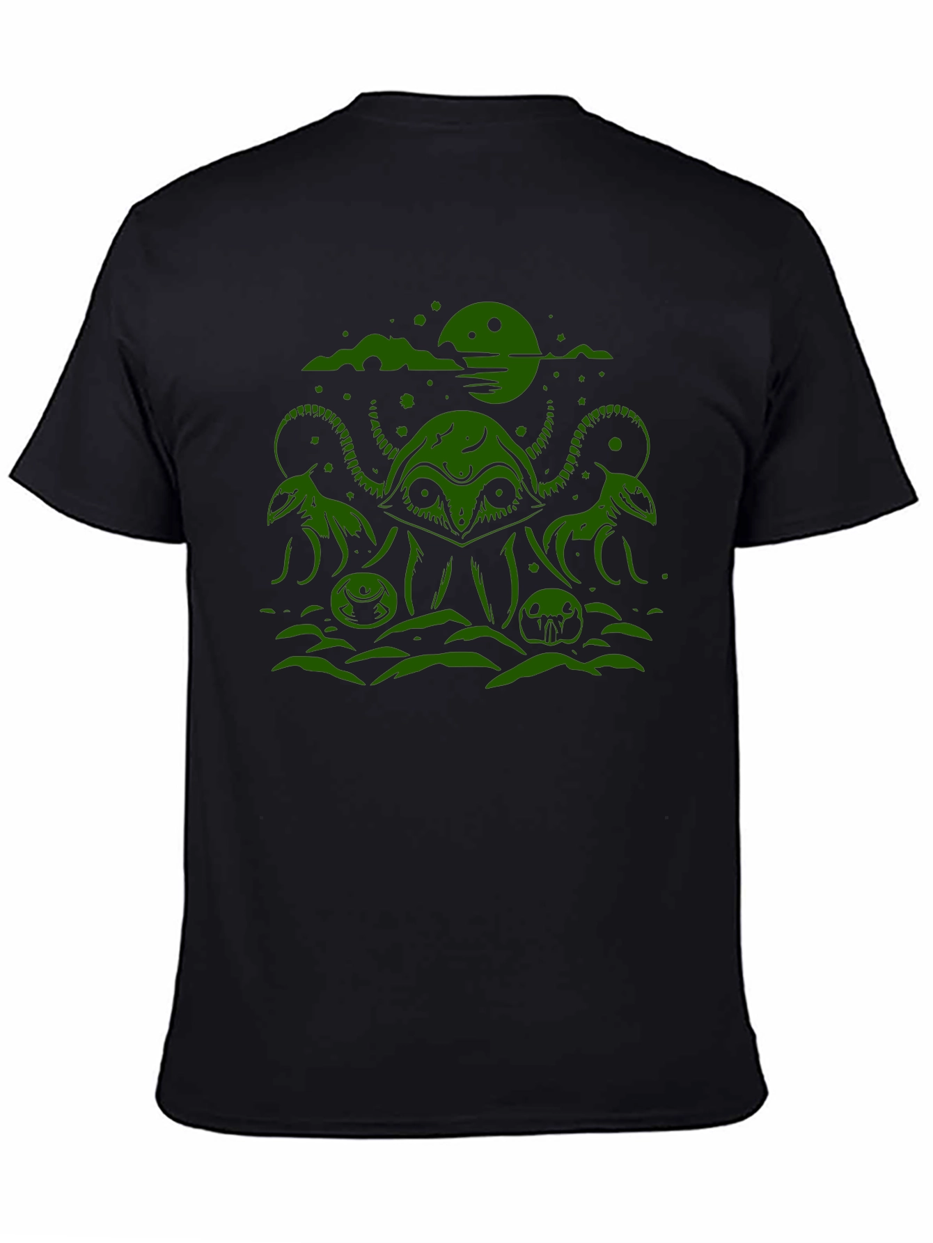 Cthulhu Graphic Tee - Black Cotton Blend T-Shirt