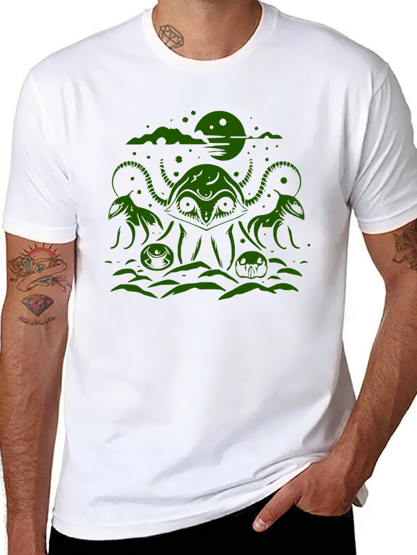 Cthulhu Graphic Tee - Black Cotton Blend T-Shirt