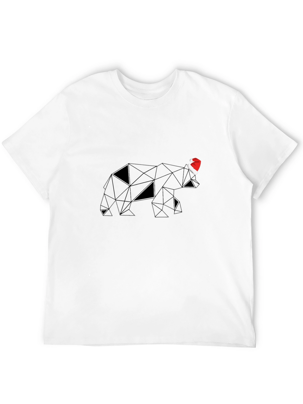 Geometric Bear with Santa Hat T-Shirt