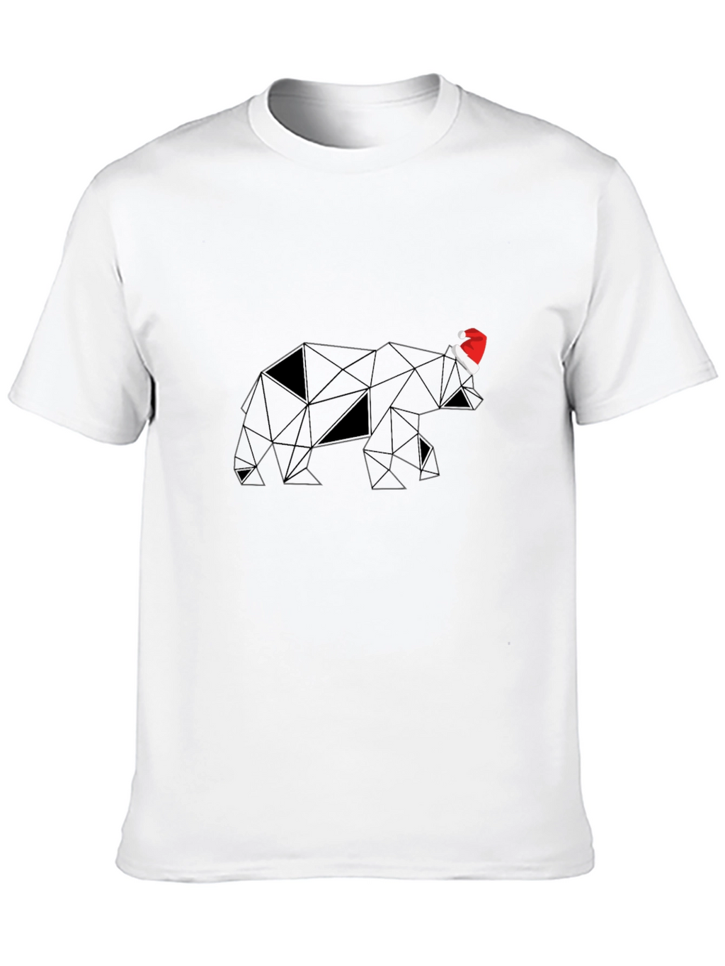 Geometric Bear with Santa Hat T-Shirt