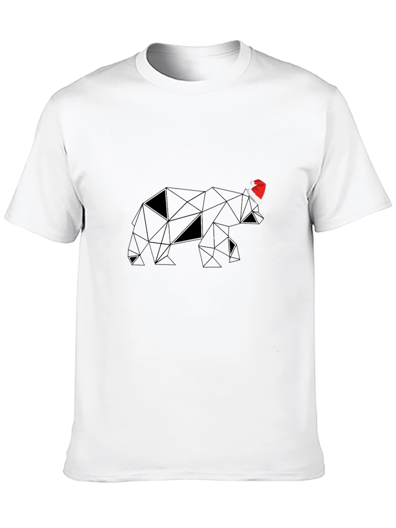 Geometric Bear with Santa Hat T-Shirt