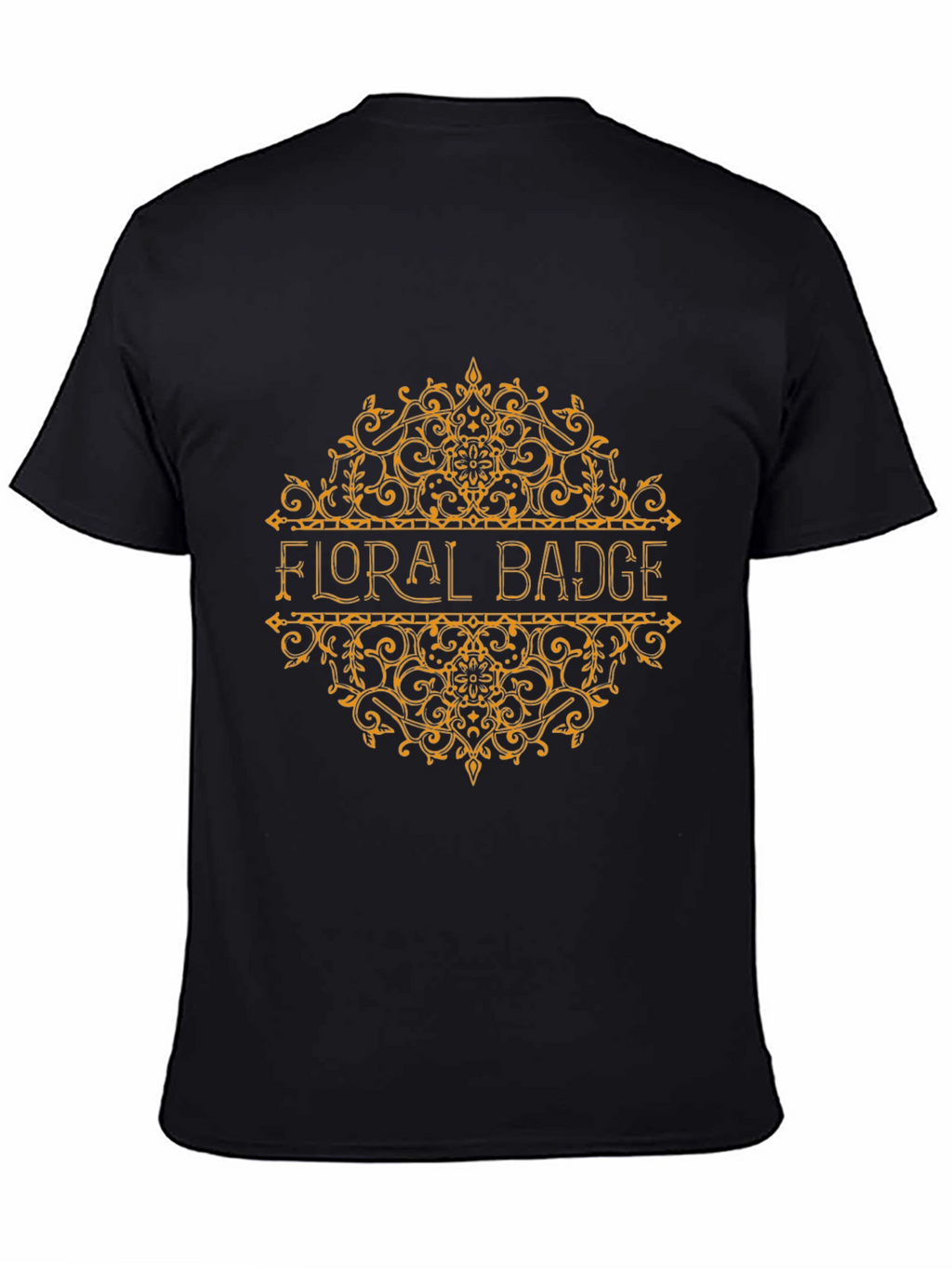 Floral Badge Graphic T-Shirt - Black