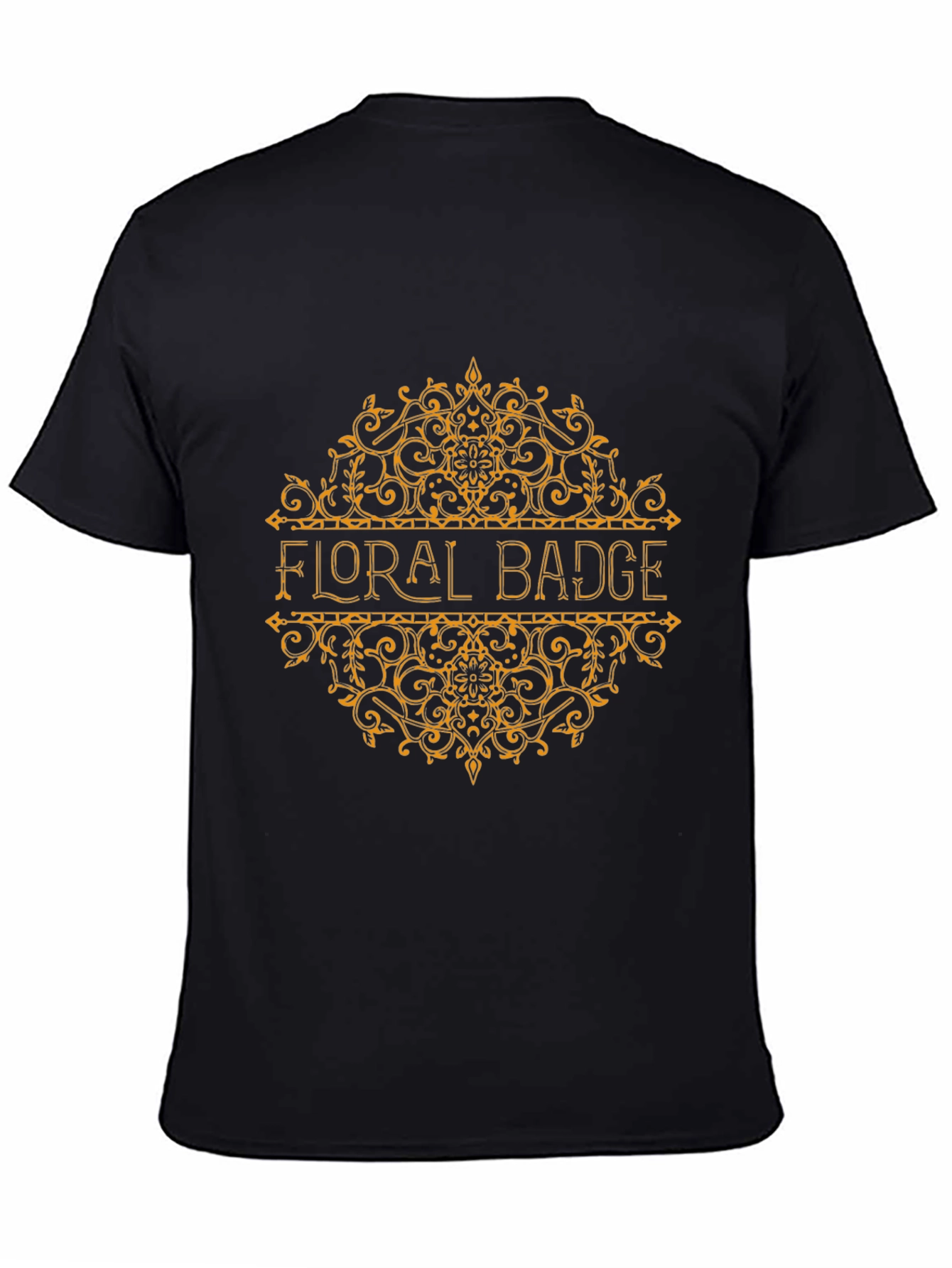 Floral Badge Graphic T-Shirt - Black
