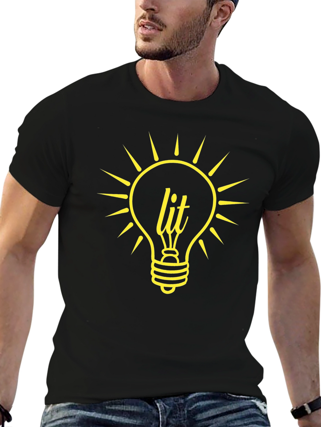 Lit Bulb Graphic T-Shirt - Trendy Black Tee