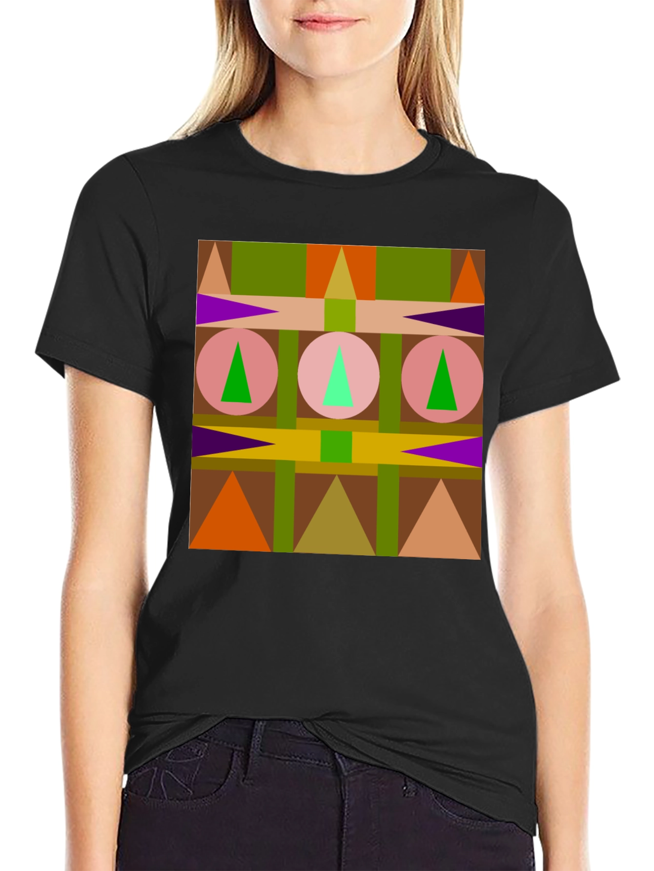 Geometric Pattern Black T-Shirt