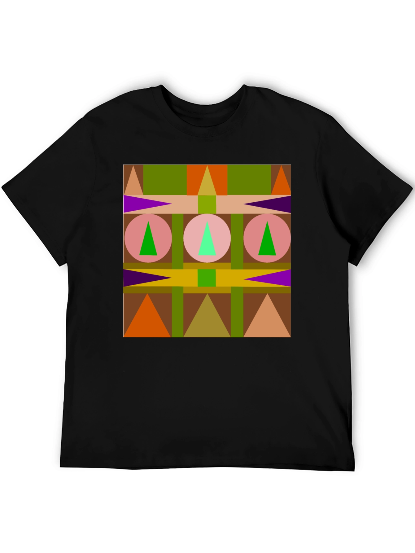 Geometric Pattern Black T-Shirt