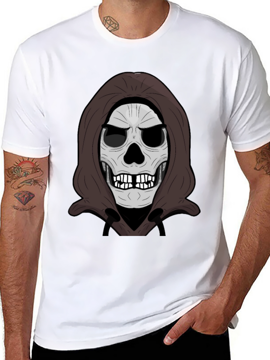 Grim Reaper Skull Graphic Black T-Shirt