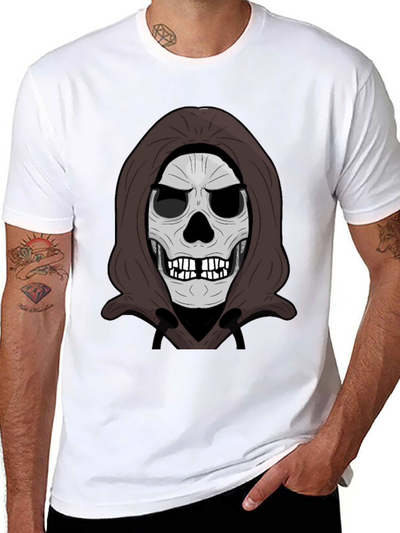 Grim Reaper Skull Graphic Black T-Shirt
