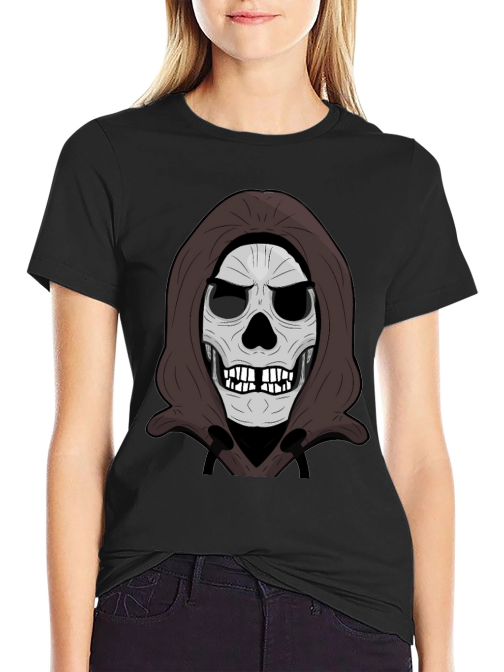 Grim Reaper Skull Graphic Black T-Shirt