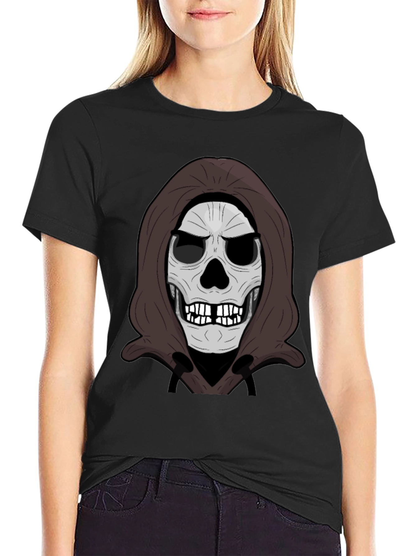 Grim Reaper Skull Graphic Black T-Shirt