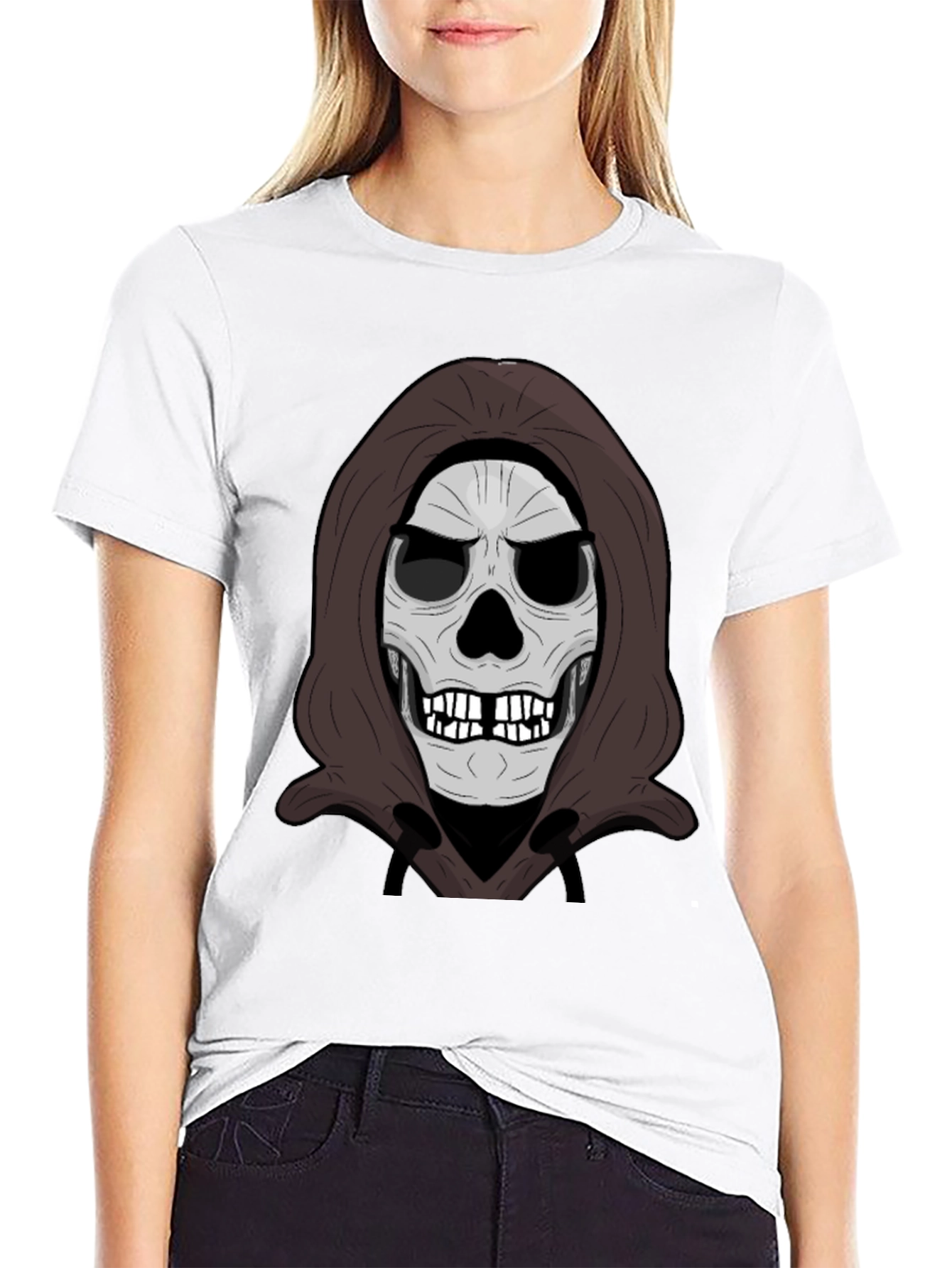 Grim Reaper Skull Graphic Black T-Shirt