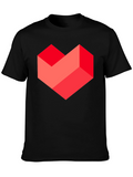 Geometric Heart Graphic Tee - Stylish Mens Black T-Shirt