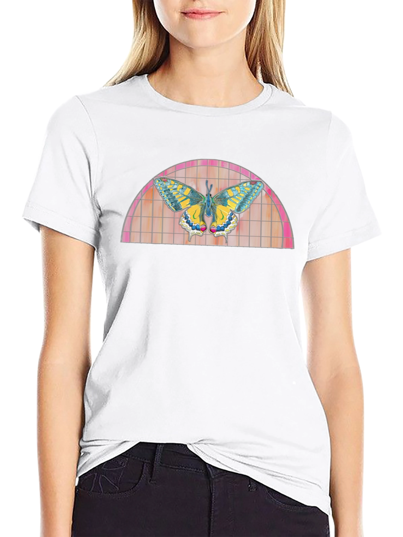 Butterfly Stained Glass Graphic T-Shirt