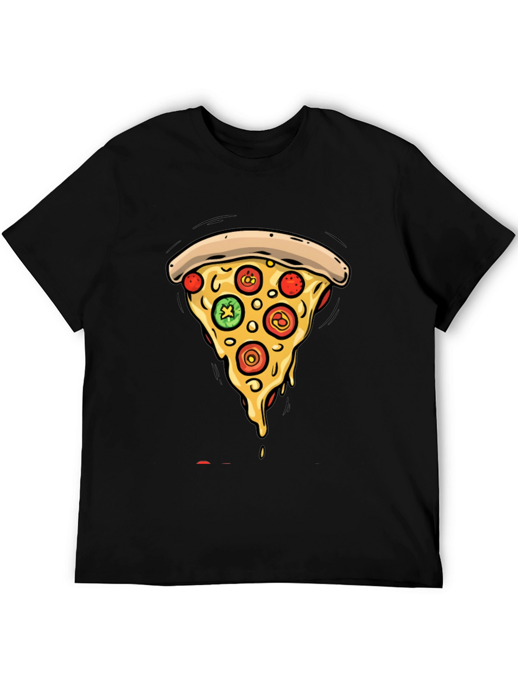 Pizza Slice Graphic Tee - Casual Black T-Shirt