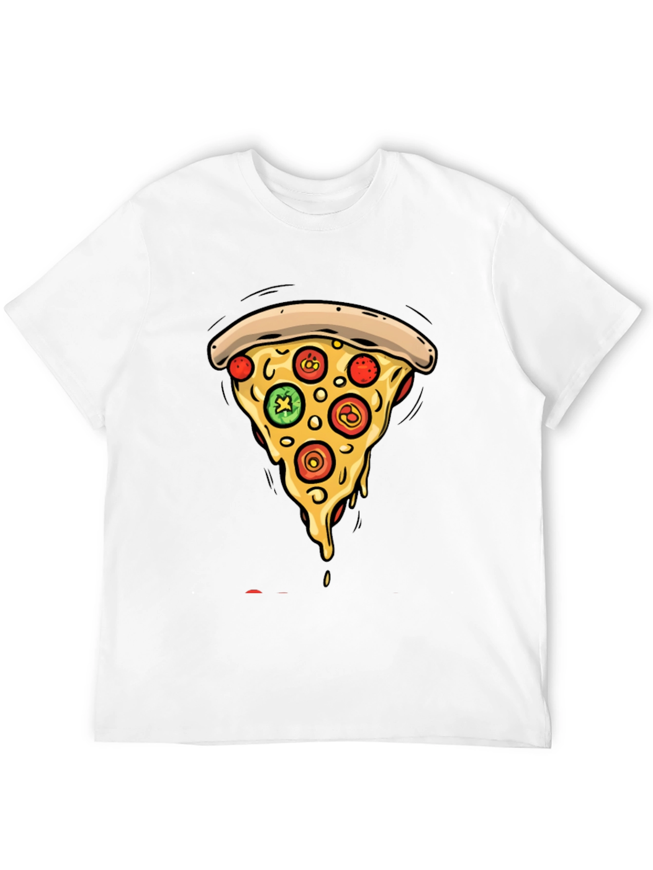 Pizza Slice Graphic Tee - Casual Black T-Shirt