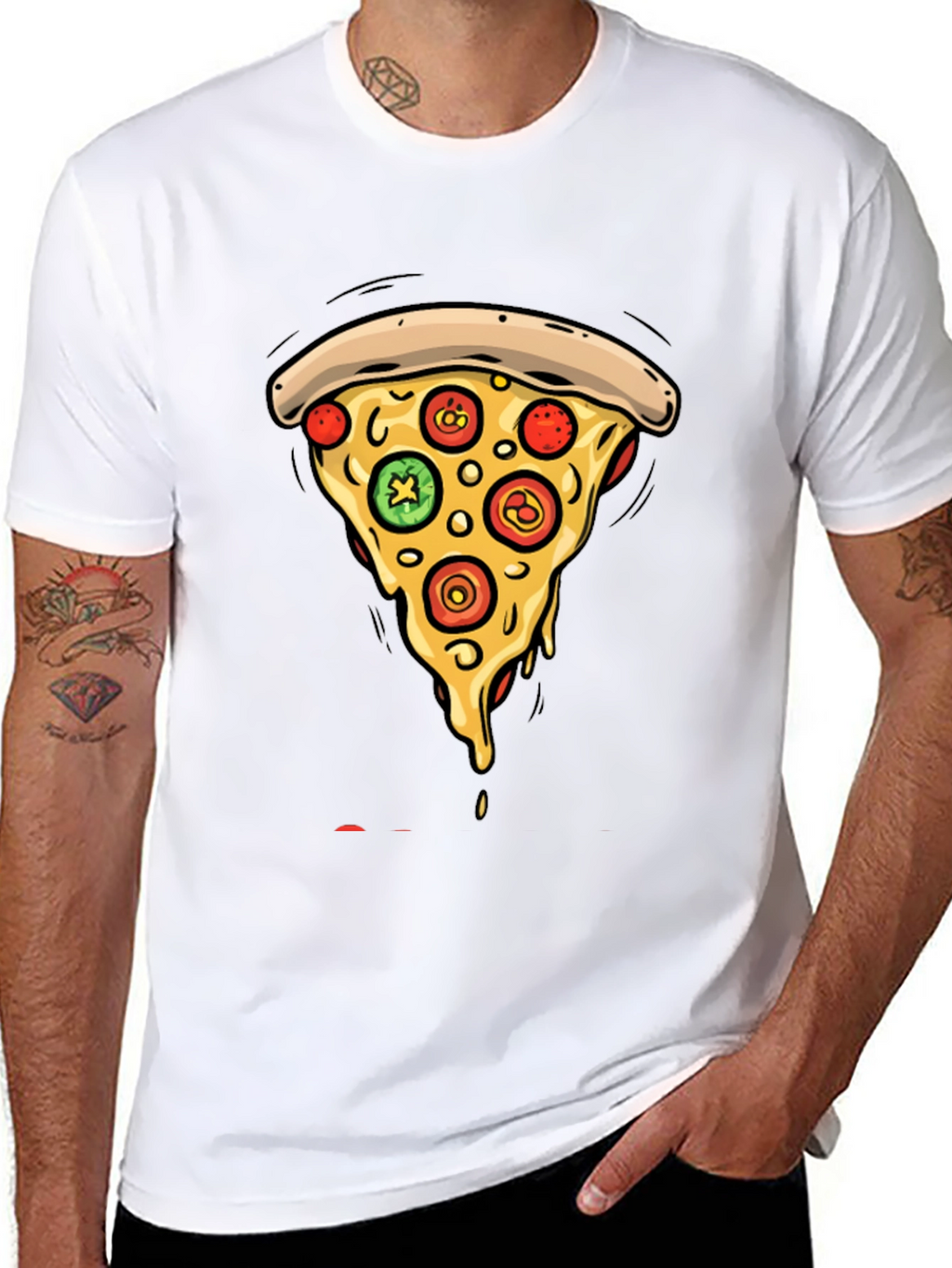 Pizza Slice Graphic Tee - Casual Black T-Shirt