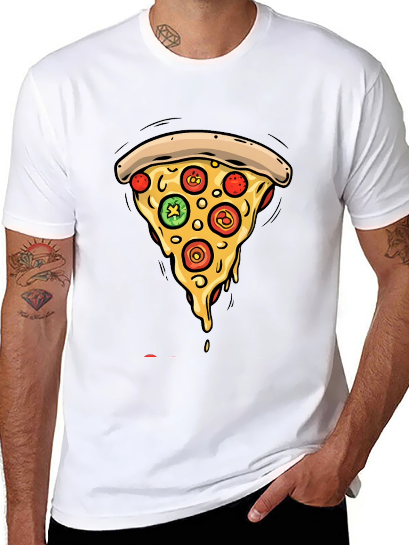 Pizza Slice Graphic Tee - Casual Black T-Shirt