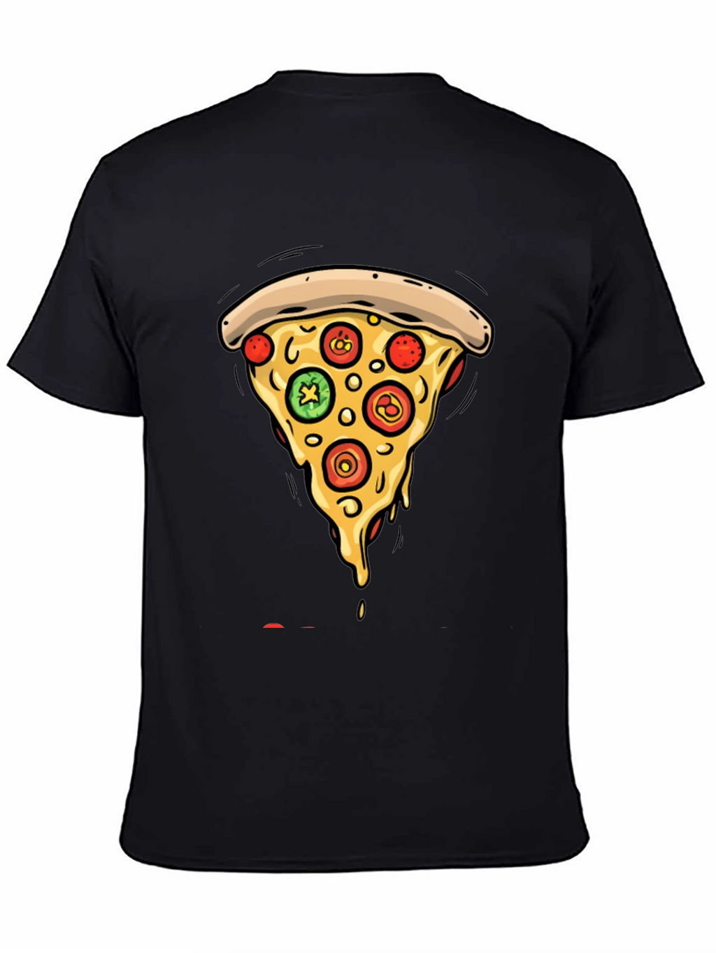 Pizza Slice Graphic Tee - Casual Black T-Shirt
