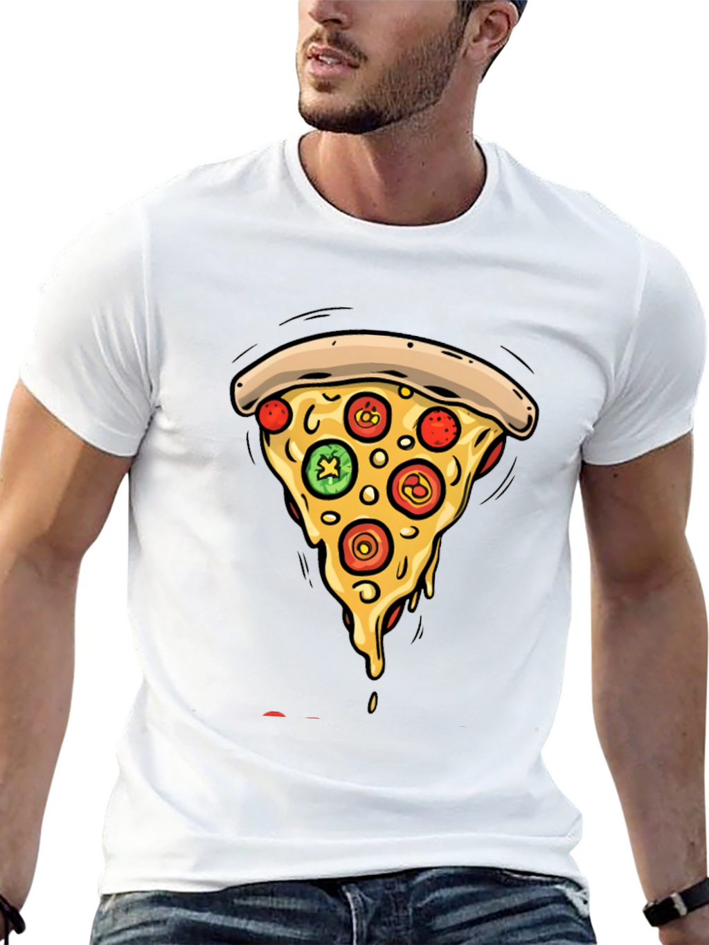 Pizza Slice Graphic Tee - Casual Black T-Shirt