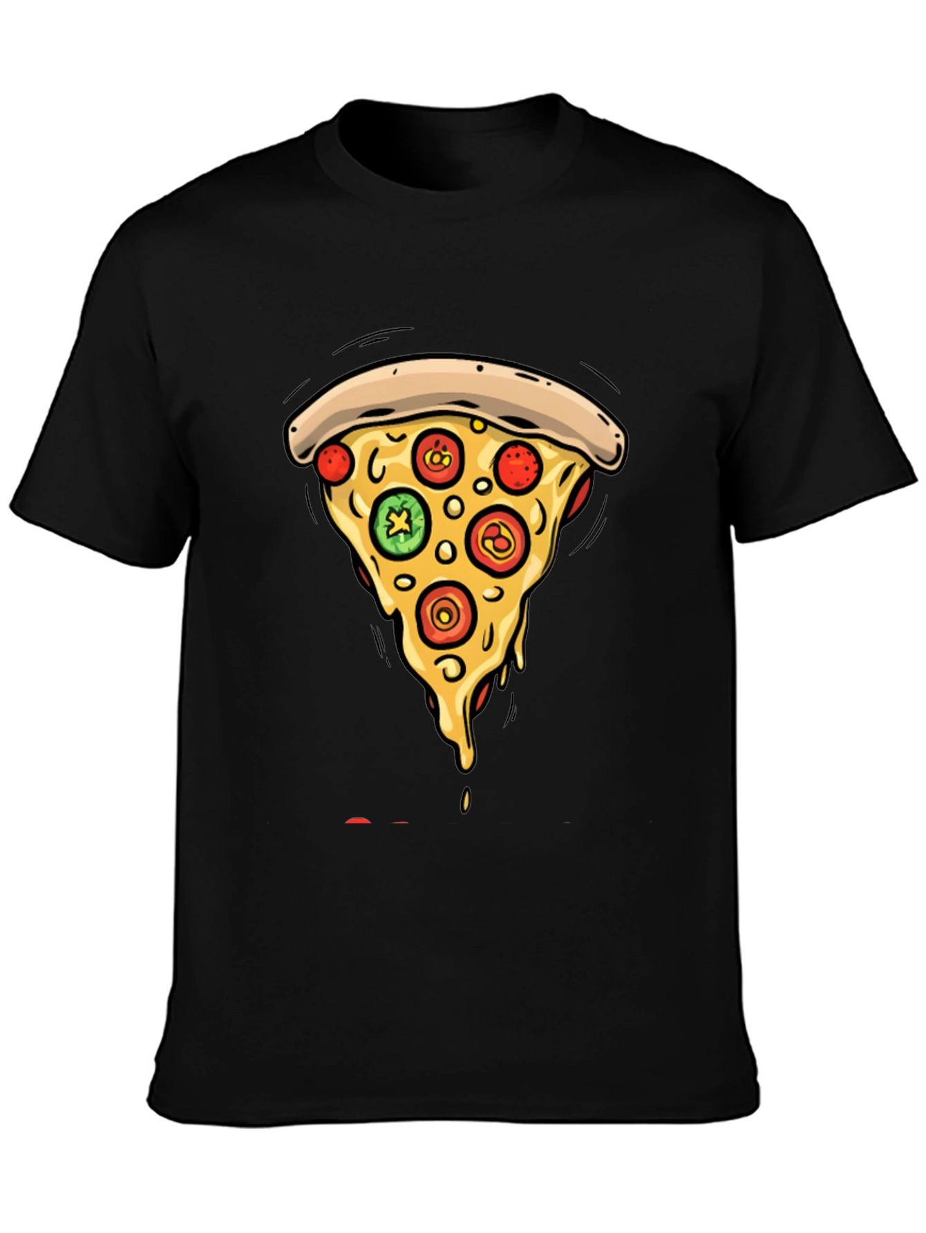 Pizza Slice Graphic Tee - Casual Black T-Shirt